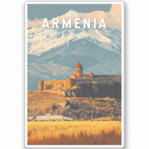 Armenia Illustration Travel Art Vintag Aufkleber