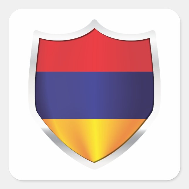 Armenia Silver Shield Flag Quadratischer Aufkleber (Vorderseite)
