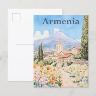 Armenia Watercolor Travel Illustration Postkarte