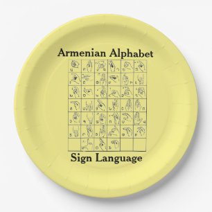 Armenian Alphabet Signature Language Paper Plate Pappteller