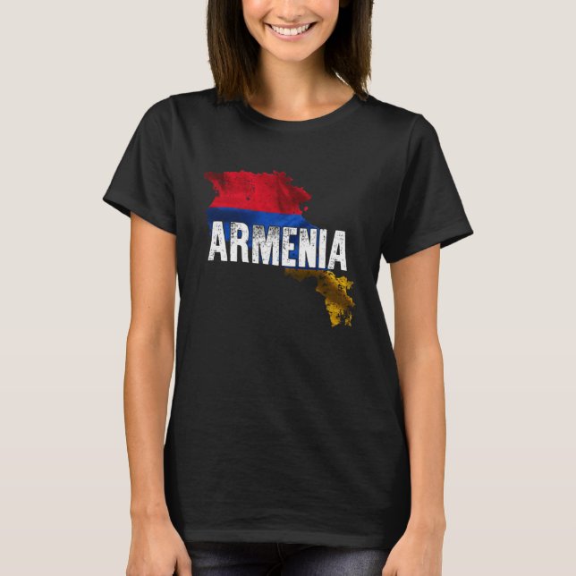 Armenian Map and Flag Souvenir  Distressed Armenia T-Shirt (Vorderseite)