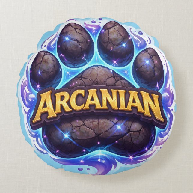 Armenian Mystic paw print round throw pillow Rundes Kissen (Vorderseite)