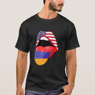 Armenian USA Pride Lips Flag Primerie Armenien Ame T-Shirt