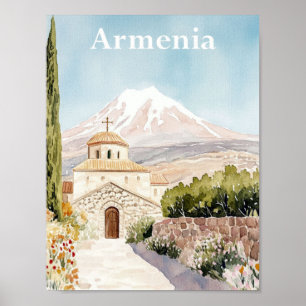 Armenien Aquarellmalerei Reise Poster