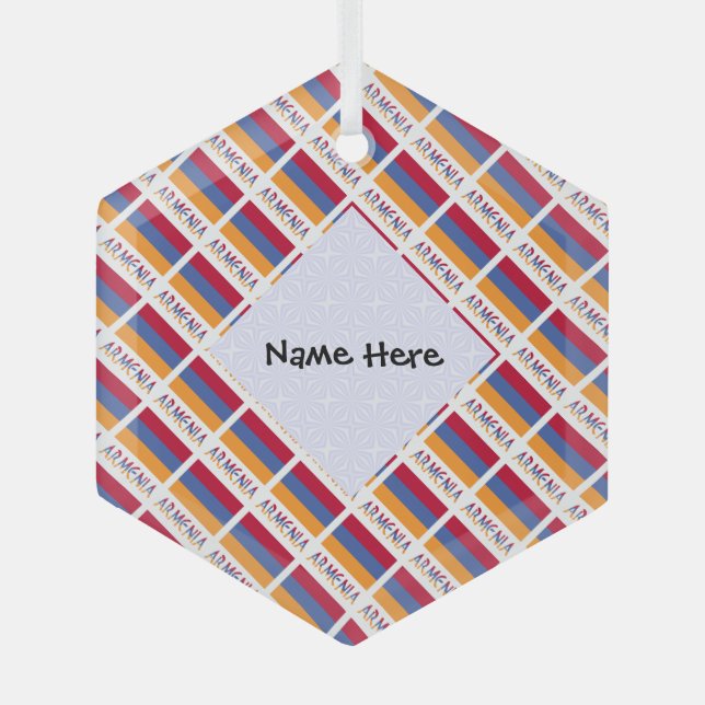 Armenien - Armenische Fahne gezähmt Schwarze Perso Ornament Aus Glas (Vorderseite)