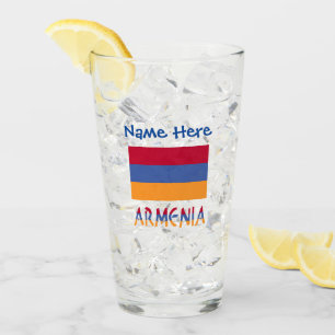 Armenien Armenische Flagge Blau Personalisierung Glas