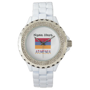 Armenien Armenische Flagge Schwarz Personalisierun Armbanduhr