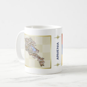 Armenien-Flagge + Karten-Tasse Kaffeetasse