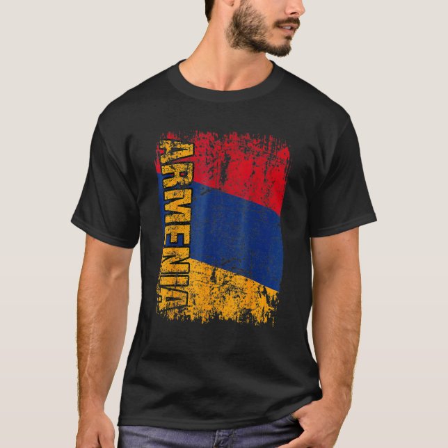 ARMENIEN   Große Flagge Vintage abgenutzt ARMENIEN T-Shirt (Vorderseite)