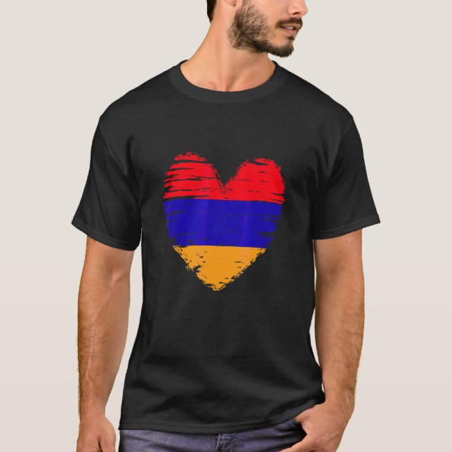 Armenien Herz armenische Flagge Armenischer Stolz T-Shirt (Vorderseite)