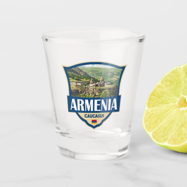 Armenien Illustration Retro-Abzeichen Schnapsglas (Vorderseite)