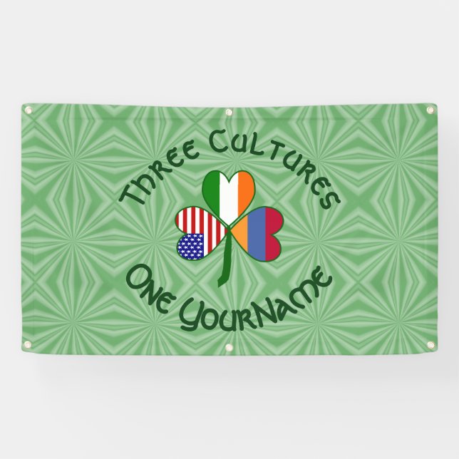 Armenien Irland USA Kleeblatt Flag personalisieren Banner (Horizontal)