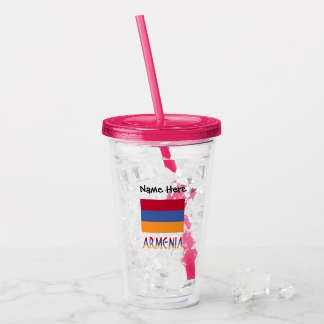 Armenien und Armenische Flagge Personalisiert Acryltrinkbecher (Vorderseite Ice)