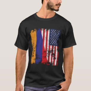 Armenien-USA-Flagge beängstigend - halb Amerikaner T-Shirt