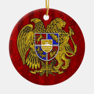 Armenien-Wappen auf Rot Keramikornament