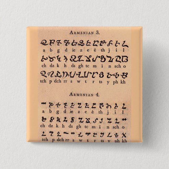 Armenisch-Alphabet Button (Vorderseite)