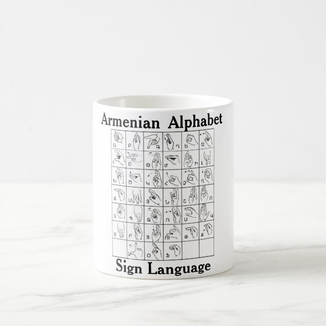 Armenisch-Alphabet-Gebärdensprache-Kaffee-Tasse Kaffeetasse (Mittel)