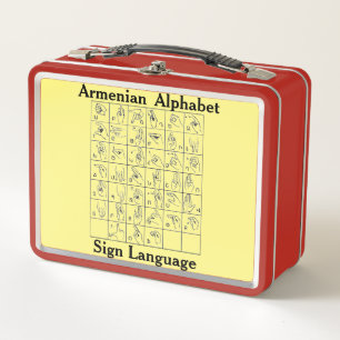 Armenisch-Alphabet-Gebärdensprache Metall Brotdose