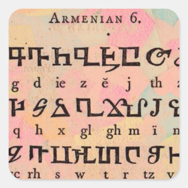 Armenisch-Alphabet Quadratischer Aufkleber (Vorderseite)