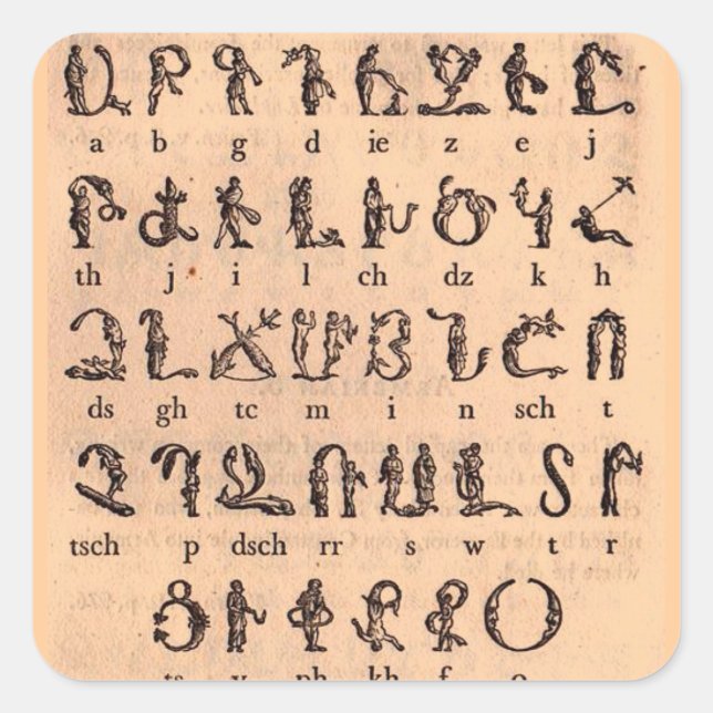 Armenisch-Alphabet Quadratischer Aufkleber (Vorderseite)