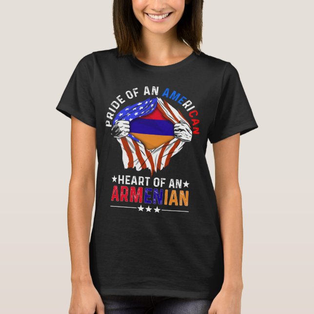 armenisch-amerikanische Fahne für das Ausland Arme T-Shirt (Vorderseite)