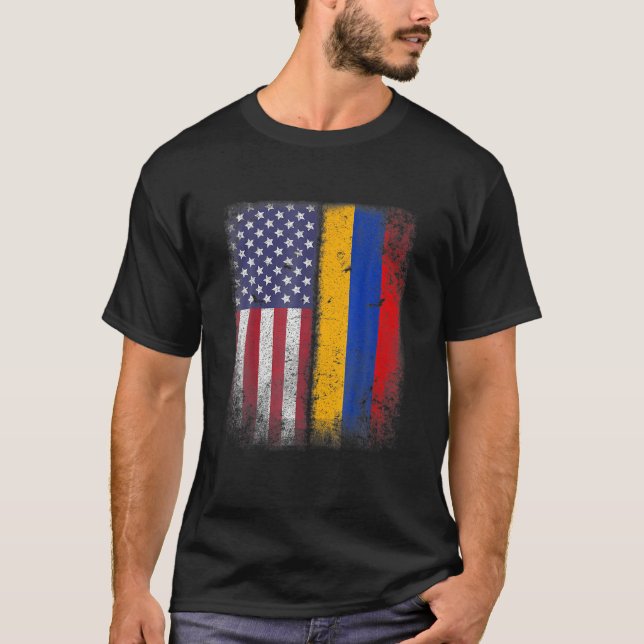 Armenische Amerikanische Flagge Armenien USA T-Shirt (Vorderseite)