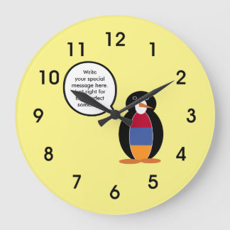Armenische Flagge als Pinguin Große Wanduhr