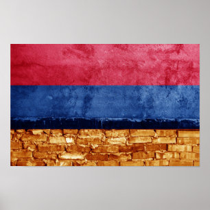 Armenische Flagge an der Wand Poster