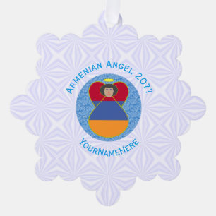 Armenische Flagge Engel Personalisierter Text Ornament Karte