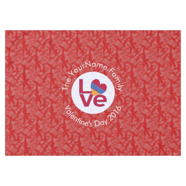 Armenische Flagge Herzerrote Liebe Tischdecke (Vorderseite (Horizontal))