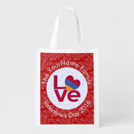 Armenische Flagge Herzerrote Liebe Wiederverwendbare Einkaufstasche