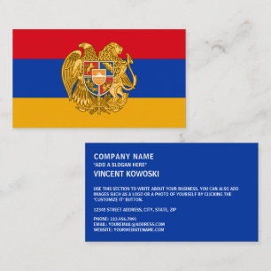 armenische Flagge und Wappen, Flagge Armeniens Visitenkarte