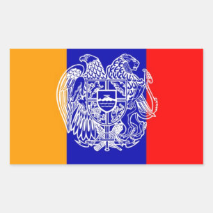 armenische Flagge und Wappen Rechteckiger Aufkleber