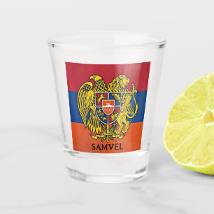 armenische Flagge Wappen Heraldisches Zeichen Haya Schnapsglas