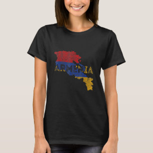 Armenische Karte und Flagge Souvenir Bedrängtes T-Shirt