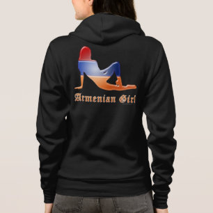 Armenische Mädchen-Silhouette-Flagge Hoodie
