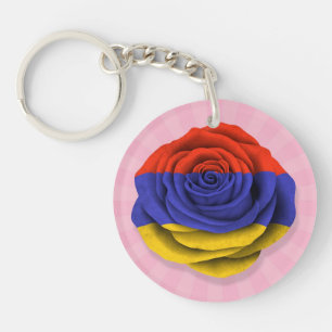 Armenische Rosen-Flagge auf Rosa Schlüsselanhänger