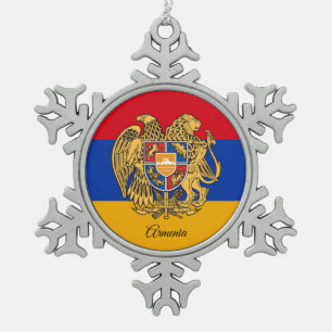 Armenische Schneeflocke, armenische Flagge Schneeflocken Zinn-Ornament