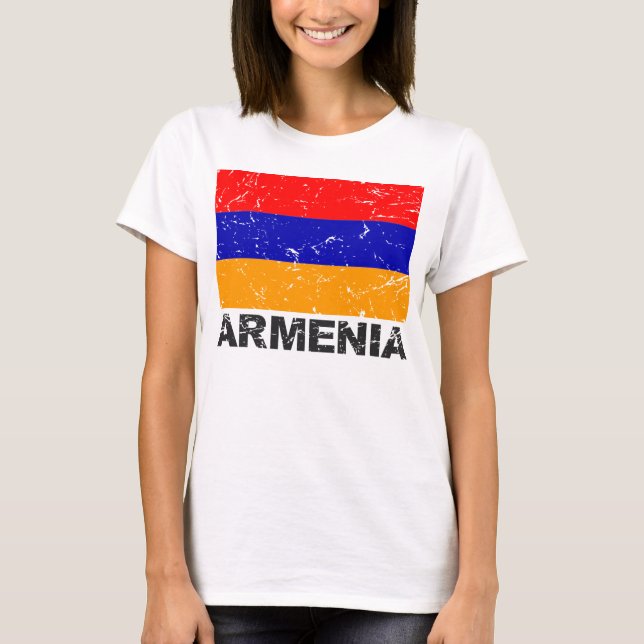 Armenische Vintage Flagge T-Shirt (Vorderseite)