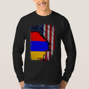 Armenische WURZELN Halb Amerikanische Flagge Patri T-Shirt
