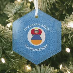 Armenischer Engel Hanukkah-Flagge Personalisiert Ornament Aus Glas