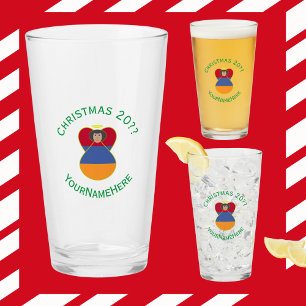 Armenischer Flaggen-Engel Weihnachten Personalisie Glas
