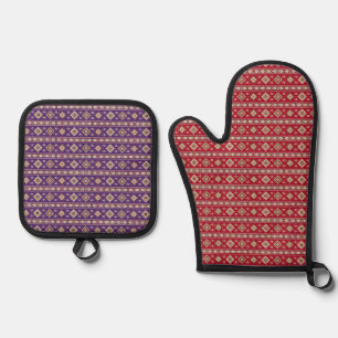 Armenischer Volkskunst Oven Mitt und Pottbesitzer Ofenhandschuh & Topflappen-Set