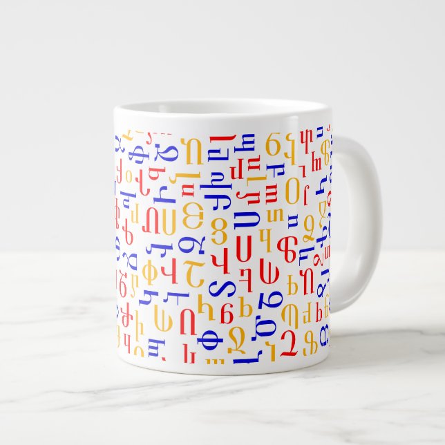 Armenisches Alphabet Jumbo-Tasse (Vorderseite Rechts)