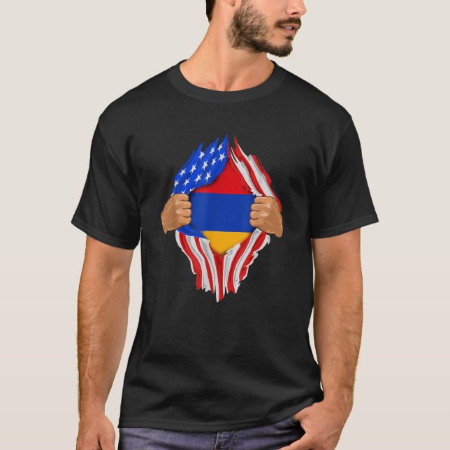 Armenisches Blut in mir Armenien Flaggengeschenk T-Shirt (Vorderseite)