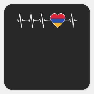 Armenisches Herzschlag I Liebe Armenien Flaggensta Quadratischer Aufkleber