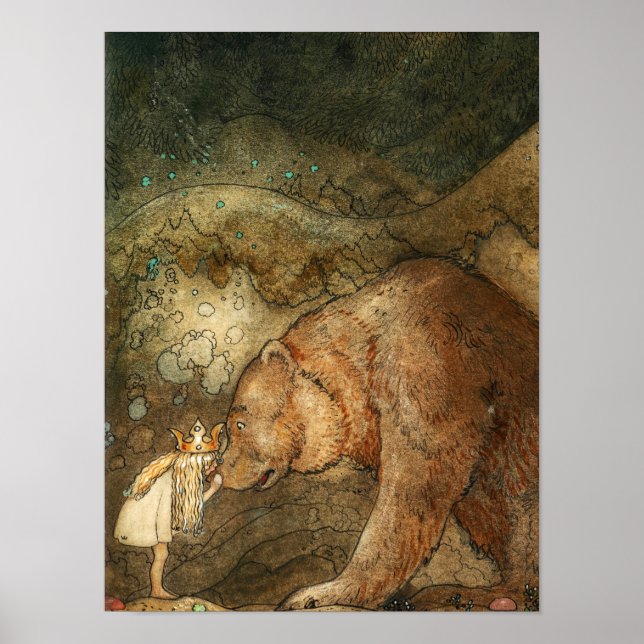 Armer kleiner Bär, 1912 von John Bauer Poster (Vorne)