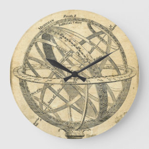 Armillarsphäre Vintage-Steampunk-Illustration Große Wanduhr