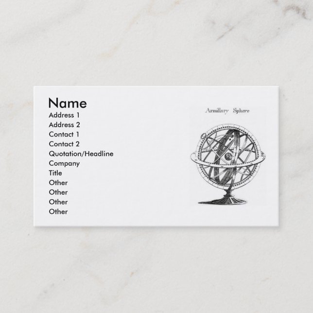 Armillary Sphere Business Card Visitenkarte (Vorderseite)