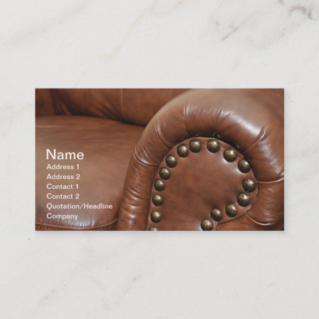 Armlehnen und Bänder für Lederstuhl Visitenkarte (Vorderseite)